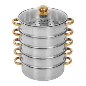 5tier 9L Steamer Cooking Pot Stainless Steel Steamer Pots Cookware Steaming Pots - Picture 1 of 15