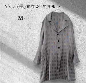 ① Y's Yohji Yamamoto Checkered Lightweight Outerwear, Gray, Size 2 - Picture 1 of 20