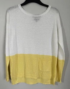 Paul Costelloe White/Yellow Sweater With Front Pockets Uk 12 Size - Picture 1 of 13