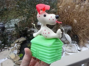Vtg Bradford Snoopy on House Christmas Ornament Plastic BlowMold Tongue Red Spot - Picture 1 of 5