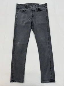 rag & bone Jeans Mens 34 Gray Fit 1 Extra Slim Button Fly Stretch Made in USA - Picture 1 of 13