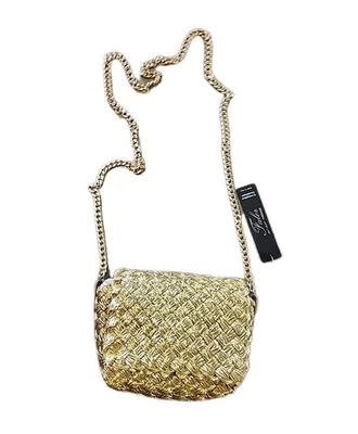 Bolso Bandolera Falor Para Mujer Eslabón de Cadena Cuero Genuino Herrajes Dorados Pequeño Foto 1 de 4