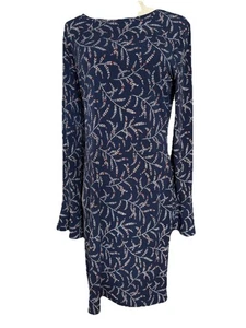 Michael Kors Kleid lang, Glockenärmel Größe L dunkelblau mit weiß & rot - Bild 1 von 12