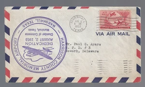 1953 Marshall Texas Harrison Co. Airport Dedication cover; inverted cachet - Picture 1 of 2