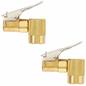 2PCS Heavy Duty Brass Air Chuck1/4" Open Flow Right Angle Tire Inflator Lock - Bild 1 von 4