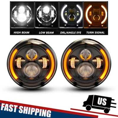 For 1981-1985 Jeep Scrambler 7in Round LED Headlights Hi/Lo Beam Super Bright - Image 1 of 4