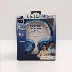 Altec Lansing Kid Safe 2-in-1 Bluetooth Wireless Headphones - Hero Blue - Picture 1 of 3