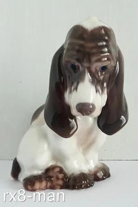EXCELENTE FIGURA DE PERRO BASSET HOUND SENTADO COPENHAGEN DAHL JENSEN Nº1065 c.1930 - Imagen 1 de 8