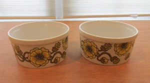 FITZ & FLOYD BOWLS YELLOW FLOWERS & GREEN VINES FIT78 SET OF TWO! - Picture 1 of 4