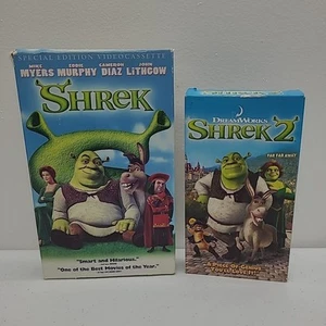 Shrek 1 & 2 VHS Bundle - Shrek 1 Big Box Edition, DreamWorks 2002, 2004 Tested - Picture 1 of 18