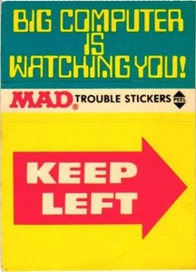 1983 Fleer Mad Trouble Sticker - Keep Left - Picture 1 of 2