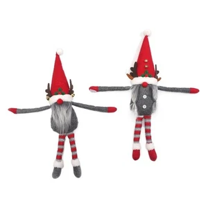 Christmas Curtain Holders Decorative Cartoon Rudolph Couple Gnome Figure Indoor - Picture 1 of 13
