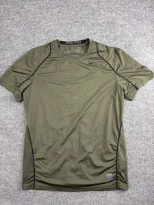 Nike Pro Dri-FIT Fitted Shirt Mens Large Olive Green Athletic Gym Training Tee - Picture 1 of 6