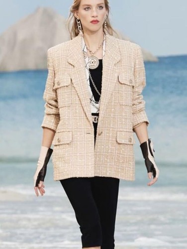 Giacca tweed beige Chanel 19S S 34