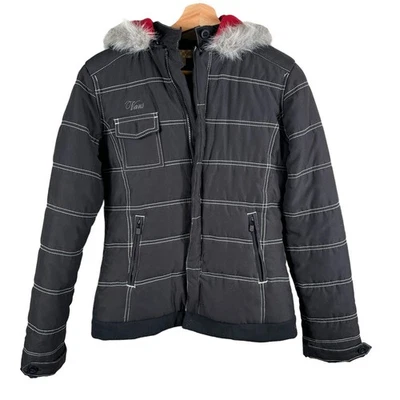 Chaqueta acolchada con capucha forrada con cremallera completa de piel sintética mediana Vans Skate para niñas  Foto 1 de 4