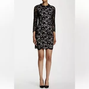 NWOT Ted Baker Nude Black Ameera Lace Scallop Hem Dress Size Ted 1 = US XS - Picture 1 of 16