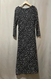 NWOT Rachel Zoe Women Long Sleeve Side Ruched Tulle Maxi Dress Size L Black Geo - Picture 1 of 16