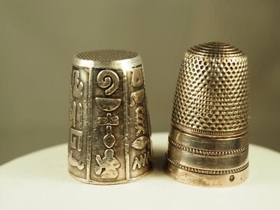 LOT 2 DES A COUDRE ANCIEN ARGENT MASSIF ANTIQUE SILVER SEWING THIMBLE - Photo 1/4