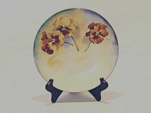 Traumhafter Vintage T&Y France Jugendstil handbemalter Teller & Ständer - Bild 1 von 6