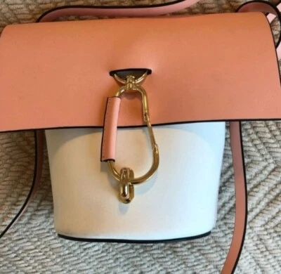 Zac Posen Belay 斜挎包深贝利尼包三色。 白色、粉色和灰褐色 — 第 1/4 张图片