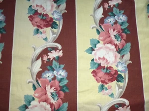 Vtg Waverly Bonded Cotton Fabric Brierwood Scroll Floral Pink Yellow 48"x10 Yds - Picture 1 of 14