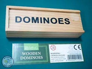 TRADITIONAL WOODEN DOMINOES SET WITH WOODEN STORAGE BOX & PLAY INSTRUCTIONS - Picture 1 of 2