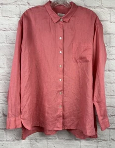 Camisa de vestir para mujer J. Jill Love de lino talla M rosa con botones delanteros mangas largas - Imagen 1 de 14