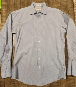Burberry Of London Button Down Long Sleeve Shirt Men Size 16.5- 35 blue stripe - Picture 1 of 10