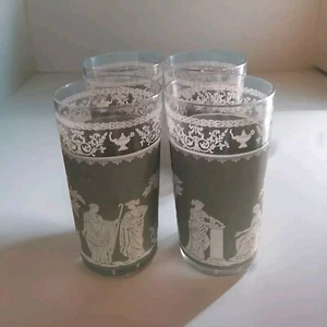 Wedgewood Sage Green Jeanette Jasperware Hellenic Grecian Glasses 6oz - Picture 1 of 11