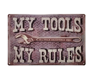 "My Tools My Rules" Metal Tin Sign 12" x 9" - Picture 1 of 4