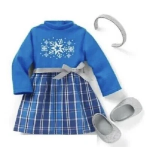 American Girl Holiday Star & Snow Dress, Shoes, Headband 18" Doll Blue NEW 4 Pc - Picture 1 of 3