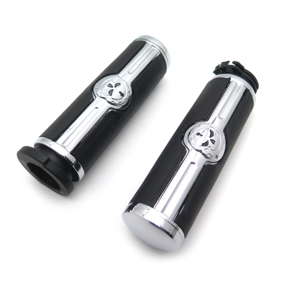Skull 1" Hand grips For Harley Davidson 1996-later VRSC XL XR Dyna Softail - Image 1 of 4