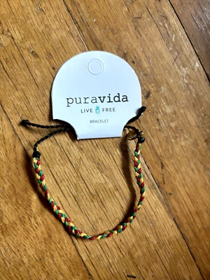 Браслет pura vida поддержка Ямайка красный зеленый и золотой - Изображение 1 из 3