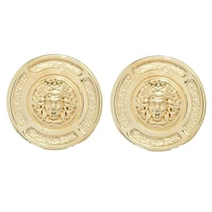 Graziella 23K Gold Plated Electroform Medusa Coin Stud Earrings - Picture 1 of 4