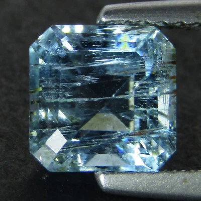 Maravillosa piedra preciosa de Brasil de corte cuadrado de 7 mm de aguamarina natural sin calefacción de 1,59 quilates-VDO Foto 1 de 4