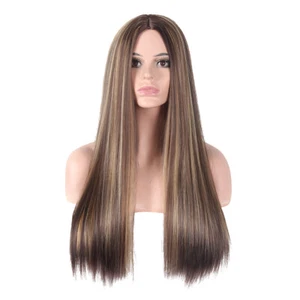 US 24" Golden Brown to Gold Long Wavy Curly Blonde Wig Women's Synthetic Hair - Picture 1 of 16