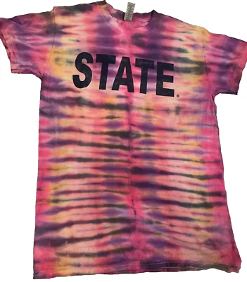 Penn State T Shirt Tye Dye Pink Purple Small 100% Cotton Gildan - Image 1 of 4