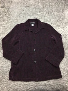 Sag Harbor Button Jacket Womens Size 8 Purple Black Pattern Coat F23153 - Picture 1 of 11