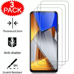 For Xiaomi Poco X7 X6 X5 X4 X3 F6 Pro M5 M6 3Pcs Tempered Glass Screen Protector - Picture 1 of 12
