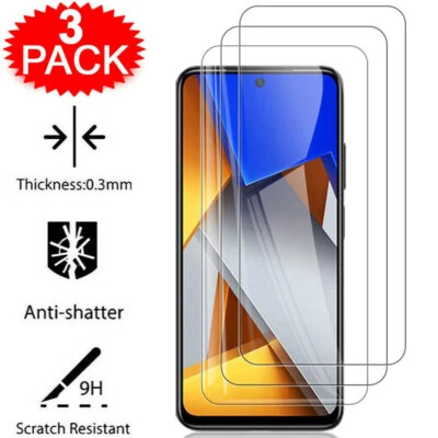 Für Xiaomi Poco X7 X6 X5 X4 X3 F6 Pro M5 M6 3 Stück Hartglas Displayschutzfolie - Bild 1 von 4