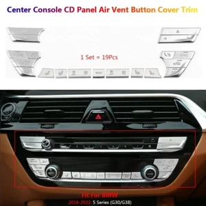 19Pcs Center Console CD Panel AC Air Switch Button Cover Trim For BMW 5 G30 G31 - Picture 1 of 18