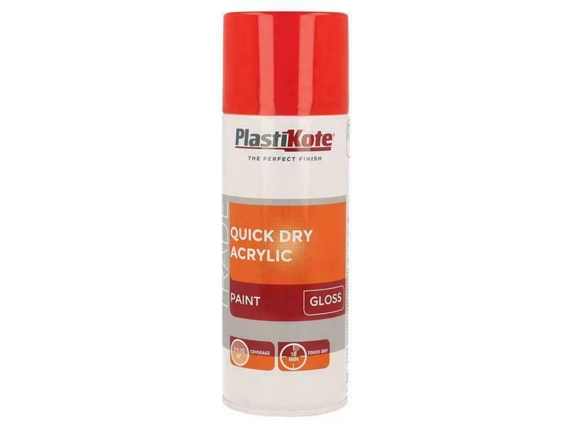 Plastikote Trade Quick Dry Acrylic Spray Paint Gloss Red 400Ml PKT71014 - Image 1 of 1