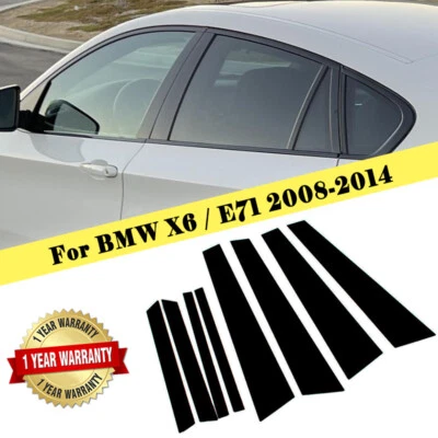 Cubierta adhesiva de ventana postes de pilar negro brillante 8 piezas para BMW X6 E71 2008-2014 Foto 1 de 4