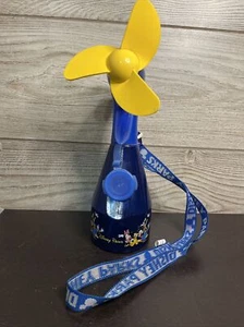 Disney Parks 12” Battery Operated Fan Blue Water Bottle Spray Mister w/ Lanyard - Picture 1 of 5