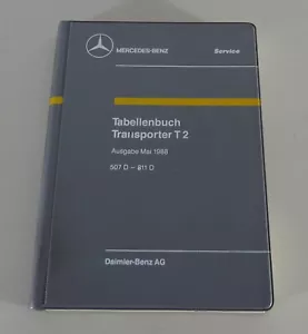 Libro de Tablas Mercedes Benz Düsseldorf Transporter T2 507D- 811D De 05/1988 - Imagen 1 de 4