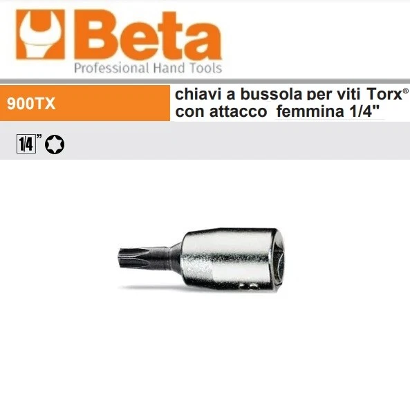 BETA 900TX CHIAVI A BUSSOLA PER VITI  TORX® CON ATTACCO 1/4" CROMATE  - Immagine 1 di 3