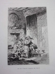 GRAVURE FRAGONARD 1840 /ON NE S'AVISE JAMAIS DE TOUT - Picture 1 of 2