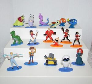 Disney Pixar  17 PVC Figures Lot Cake Toppers Incredibles Wall-E Monsters Inc +