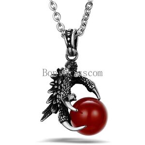 Tribal Biker Dragon Claw Men's Stainless Steel Pendant Necklace 22inch Chain