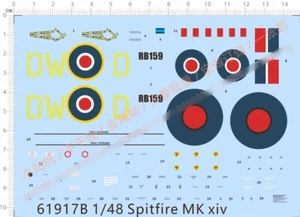 Calcomanía 1/48 Segunda Guerra Mundial Reino Unido RAF Supermarine Spitfire MK.XIV Fighter Tobogán Acuático 08M-3312H - Imagen 1 de 1